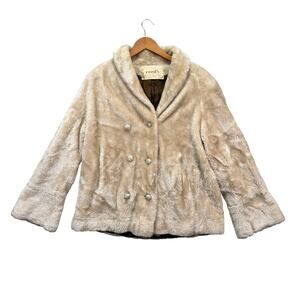 Vintage 50s 60s Borgana Faux Fur Jacket Coat Womens Tan Open Theatre Film sz L
